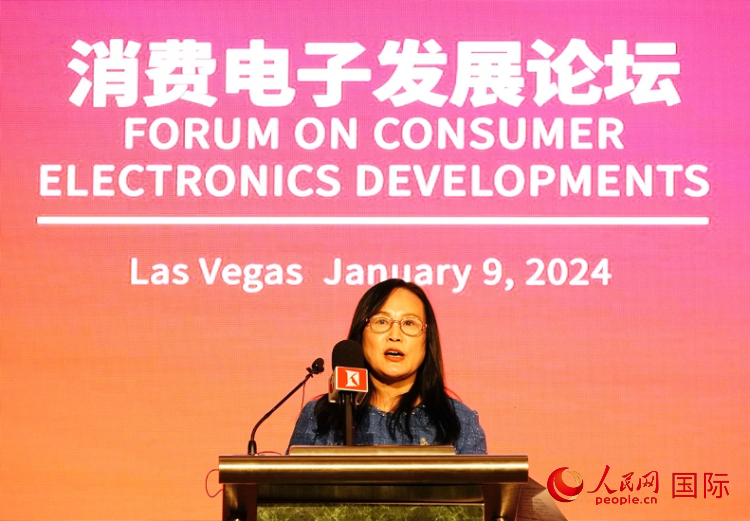 中國機(jī)電產(chǎn)品進(jìn)出口商會副會長劉春致辭。人民網(wǎng)記者 鄧圩攝