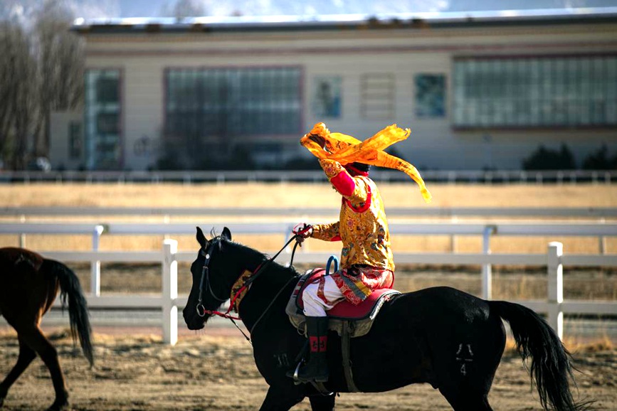 藏歷新年，精彩的馬術(shù)表演。張靜攝