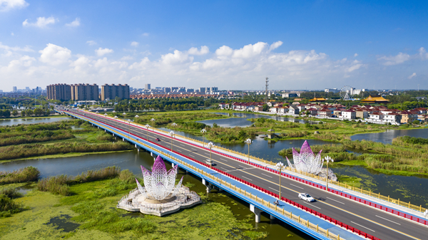 從興化城區(qū)長安路延伸至菜花大道的“千垛美路”。周社根攝